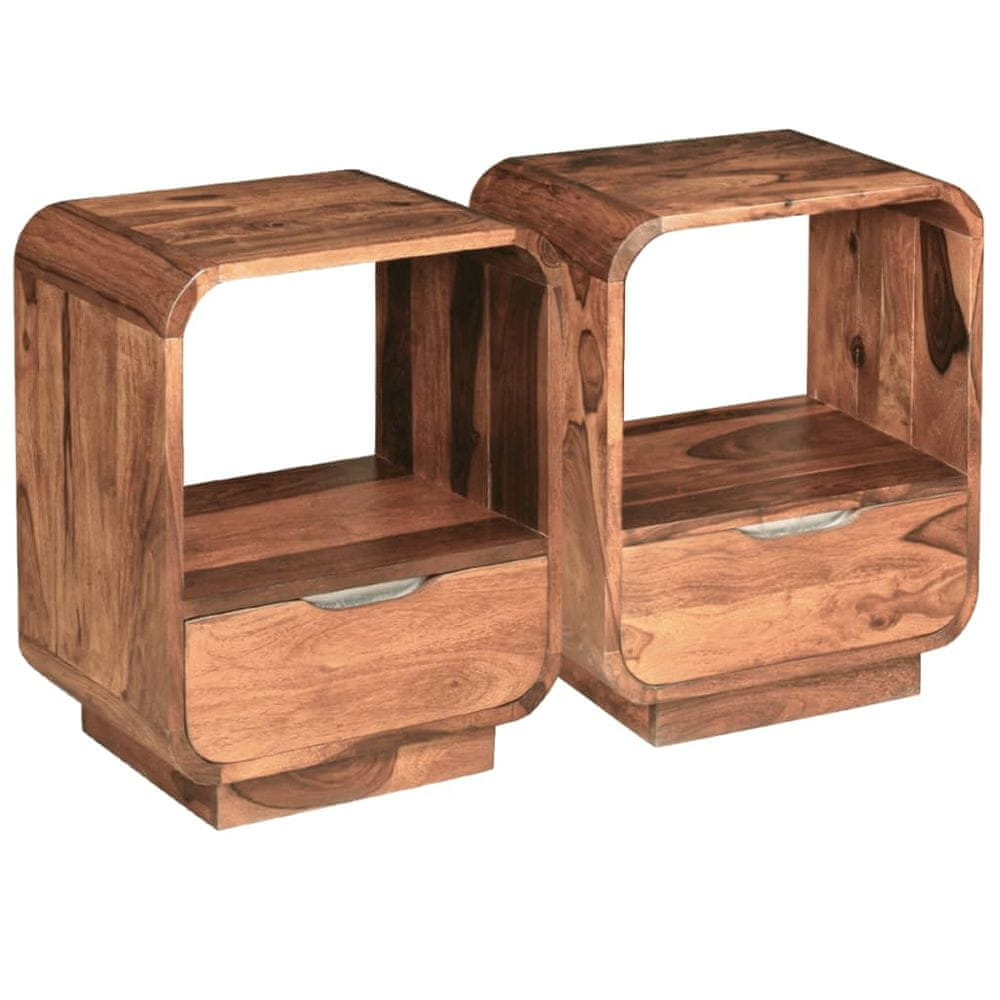 Vidaxl Nočný stolík so zásuvkou 2 ks z dreveného masívu sheesham 40x30x50 cm